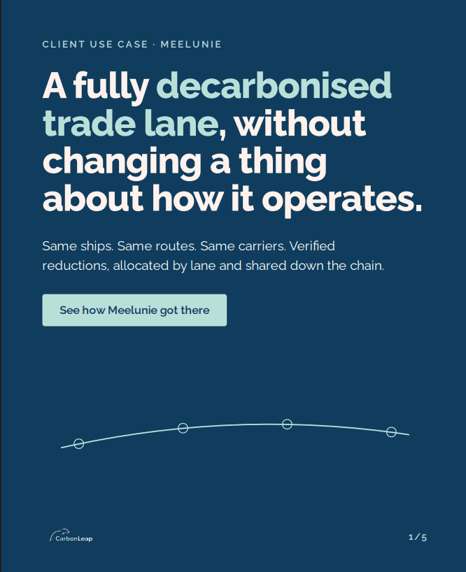 Client use case Meelunie: a fully decarbonised trade lane, without changing a thing about how it operates.